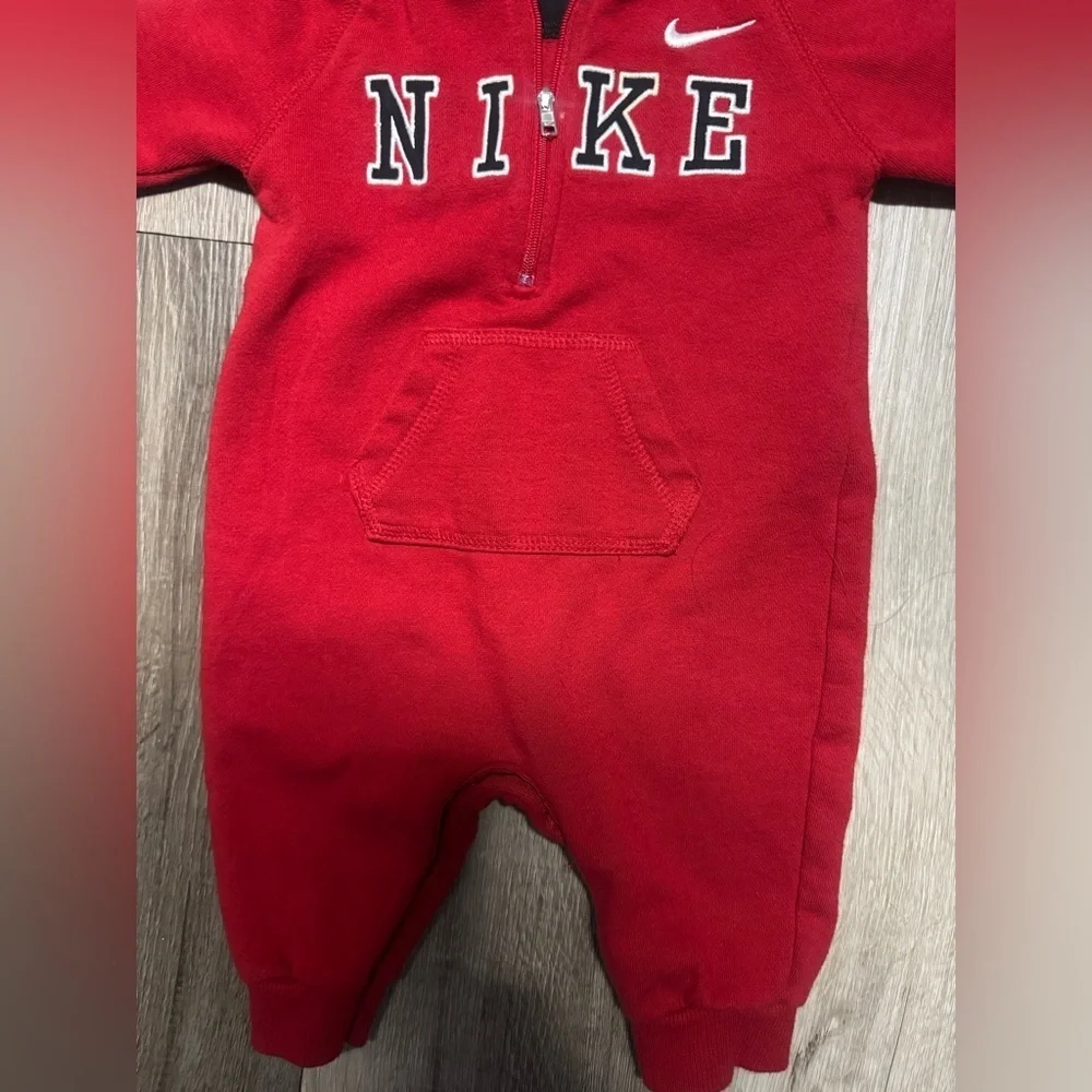 Nike Red Footies One Piece with Cozy Fleece